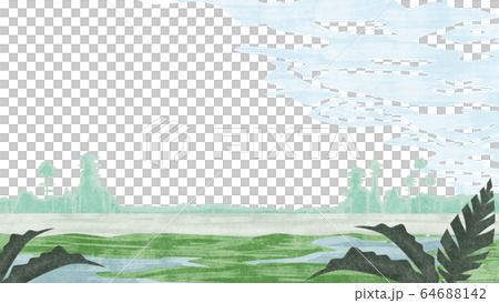 湿地帯背景フレームイラスト 湿地帯背景フレームイラスト 64688142