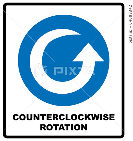 Counterclockwise rotation arrow icon. Blue mandatory symbol. Vector illustration isolated on white. White simple pictogram. Service banner. Counterclockwise rotation arrow icon. Blue mandatory symbol. Vector illustration isolated on white. White simple pictogram. Service banner. 64688342