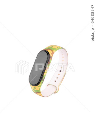 Moscow, Russia - 12/26/2020: Plastic strap for shift watches, multicolored, with pattern 64688547