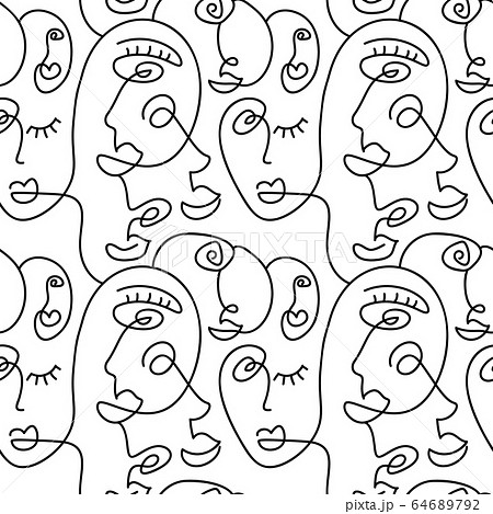 One line drawing abstract faces seamless pattern. Modern aesthetic print,  minimalism, contour line art. Continuous with people faces. Vector  illustrat Stock Vector Image & Art - Alamy