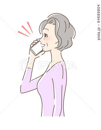 スマホで通話する女性の横顔 64689804