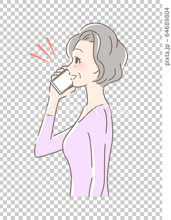 スマホで通話する女性の横顔 64689804