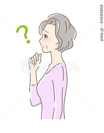 不安 疑問 悩みを感じる女性の横顔のイラスト素材