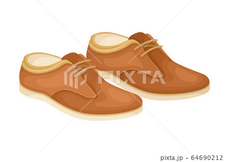 Men Leathery Shoes with Shoelace Isolated on White Background Vector Illustration Men Leathery Shoes with Shoelace Isolated on White Background Vector Illustration 64690212