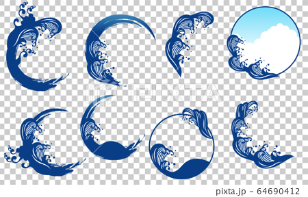 Japanese Style Ocean Wave Splash Decoration Stock Illustration