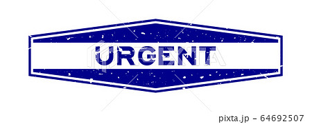Grunge blue urgent word hexagon rubber seal stamp 64692507