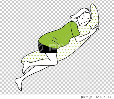 枕を抱いて眠る妊婦 枕を抱いて眠る妊婦 64693245