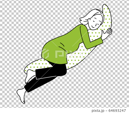 枕を抱いて眠る妊婦 枕を抱いて眠る妊婦 64693247