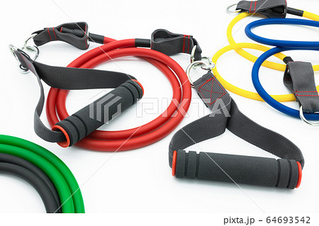 Colorful resistance bands isolated on the white background   64693542