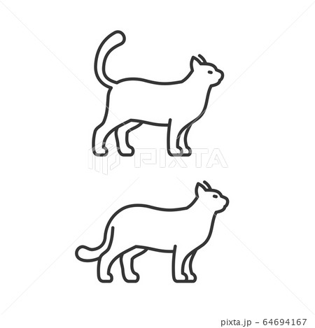 Walking Cat Icons on White Background. Line Style Vector 64694167