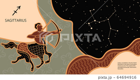 Zodiac background. Constellation Sagittarius. Horizontal banner. Vector illustration Zodiac background. Constellation Sagittarius. Horizontal banner. Vector illustration 64694916