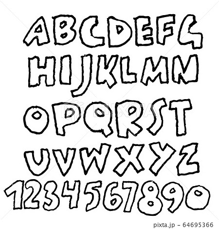 Handdrawn pen contours bold font. Modern grunge lettering. Vector illustration. 64695366