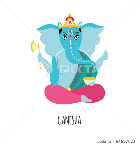 Cartoon Ganesha with blue elephant head -... - Stock Illustration  [64697023] - PIXTA