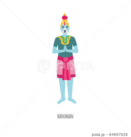 Cartoon Hanuman - Hindu god of strength and blue divine monkey 64697026