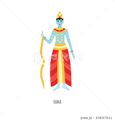Cartoon Rama Isolated Hindu God With Blue のイラスト素材