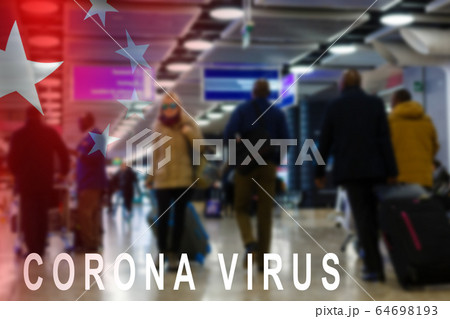 coronavirus, woman at the airport, virus spread concept coronavirus, woman at the airport, virus spread concept 64698193
