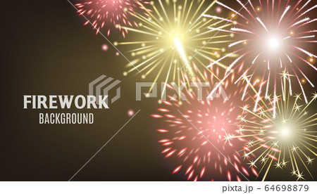 Dark firework background with realistic red and yellow sparkle explosions. Dark firework background with realistic red and yellow sparkle explosions. 64698879