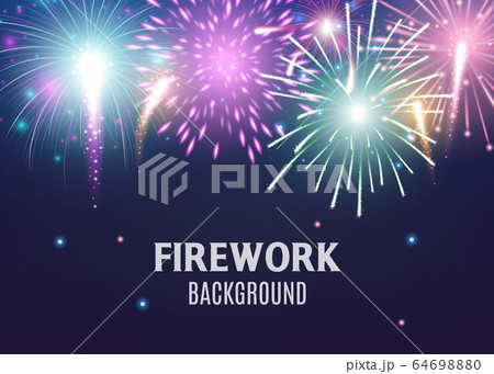 Firework background with colorful light explosions realistic vector illustration. Firework background with colorful light explosions realistic vector illustration. 64698880