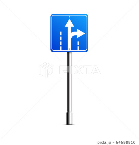 Mockup of road sign with turn arrow, realistic vector illustration isolated. 64698910