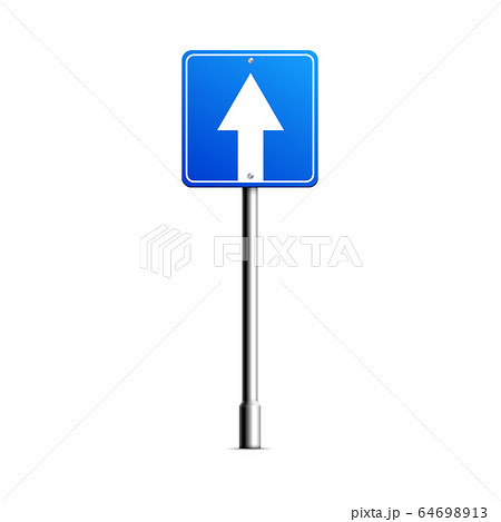 Shield of road sign with arrow mockup realistic vector illustration isolated. 64698913