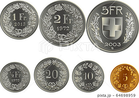 Set of swiss money Francs coins Set of swiss money Francs coins 64698959