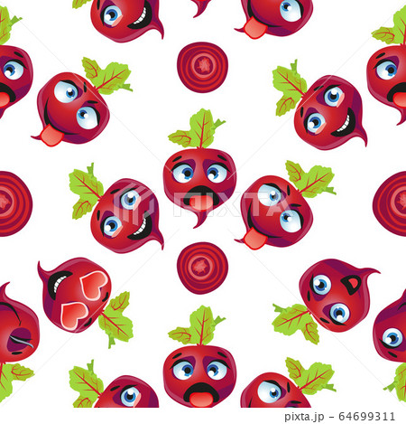 Cute seamless pattern with cartoon emoji beetroot 64699311