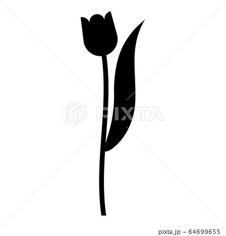 Flower Tulip Plant Silhouette Icon Black Color のイラスト素材