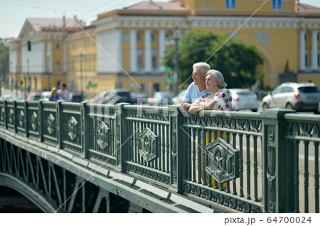Portrait of beautiful happy mature couple traveling Portrait of beautiful happy mature couple traveling 64700024