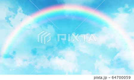虹が架かった空のイラスト素材