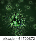 Closup Virus in cluster of viruses Virus, Viruses under microscope, floating in fluid, green abstract representation of a virus 64700872