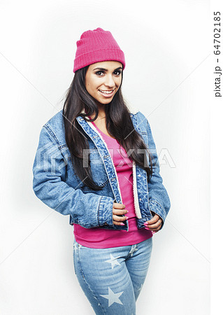 young happy smiling latin american teenage girl emotional posing on white background, lifestyle people concept young happy smiling latin american teenage girl emotional posing on white background, lifestyle people concept 64702185
