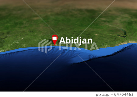 Abidjan, Ivory Coast geotag with face mask, COVID-19 coronavirus disease quarantine related 3D rendering 64704463