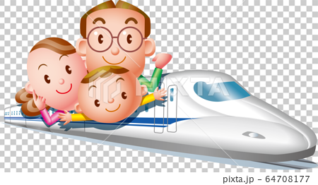 家族旅行n700系新幹線でお出かけのイラスト素材