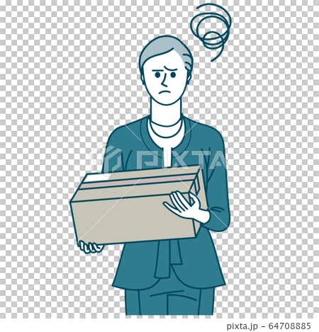 スーツを着た女性 小包を持って困っている スーツを着た女性 小包を持って困っている 64708885