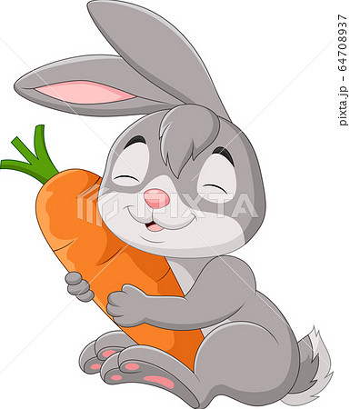 Cartoon rabbit holding a carrot Cartoon rabbit holding a carrot 64708937