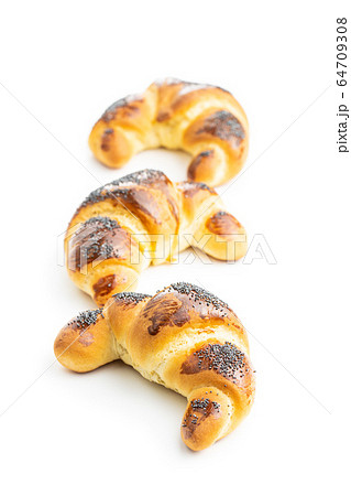 Sweet homemade croissants with poppy Sweet homemade croissants with poppy 64709308