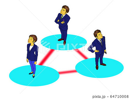 職場のソーシャルディスタンスイメージイラストのイラスト素材