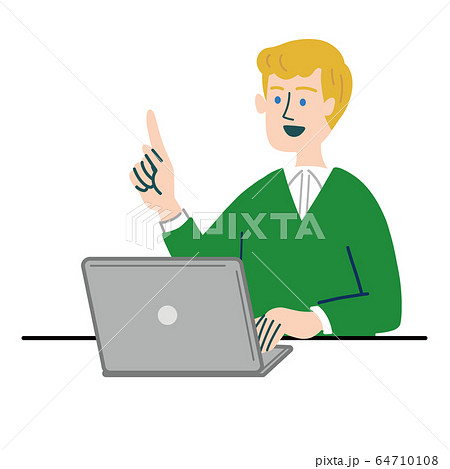 男性 外国人 ブロンド パソコン 提案のイラスト素材 男性 外国人 ブロンド パソコン 提案のイラスト素材