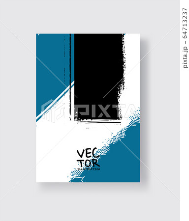 Black blue ink brush stroke on white background. 64713237