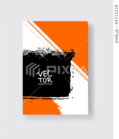 Black orange ink brush stroke on white background. 64713238
