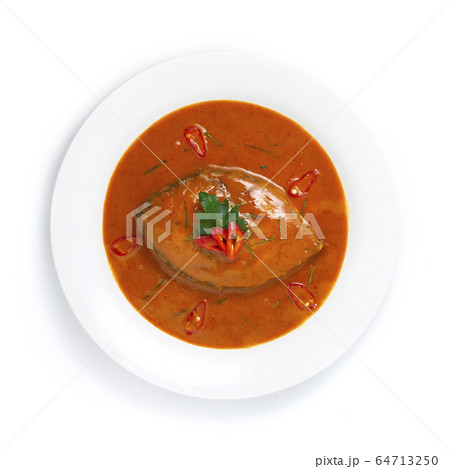 Mackerel Fish with Red Curry mixed Coconut Milk 64713250