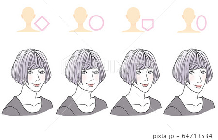 顔型別ヘアスタイルのイラスト素材