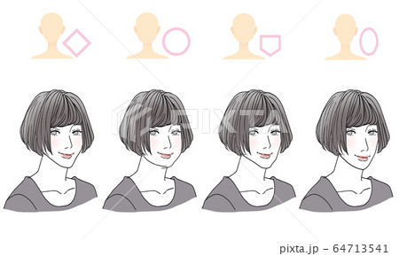 顔型別ヘアスタイルのイラスト素材