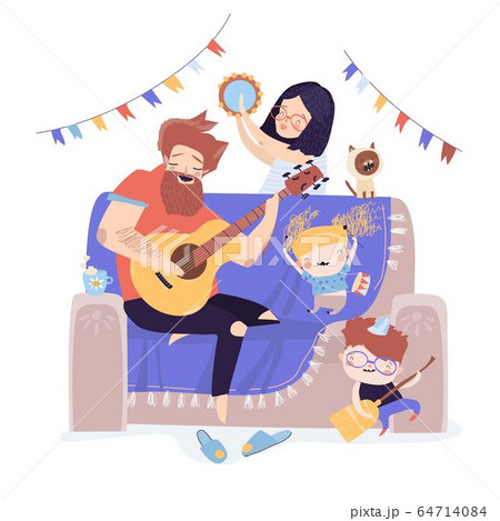 Vector illustration of happy family playing music together Vector illustration of happy family playing music together 64714084