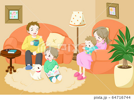 Family Group Orchid Indoor Stay Home Stock Illustration