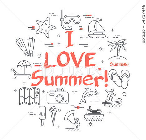 Vector linear concept of summertime concept - I Love Summer 64717446