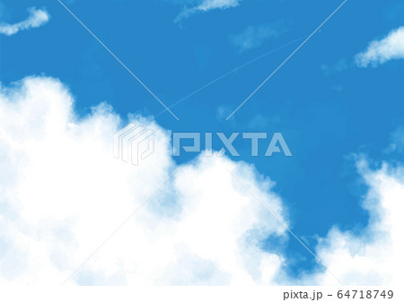空に小さく飛行機雲のイラスト素材