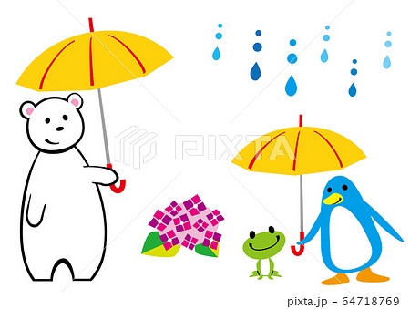 梅雨 白クマとペンギンとカエル 梅雨 白クマとペンギンとカエル 64718769