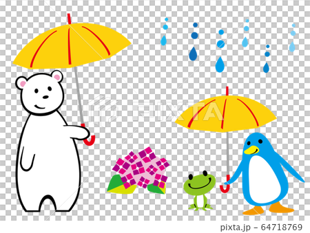 梅雨 白クマとペンギンとカエル 梅雨 白クマとペンギンとカエル 64718769