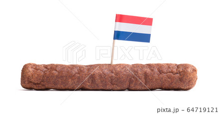 One frikadel, a Dutch fast food snack 64719121